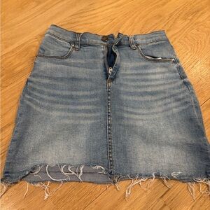Denim Frayed Hem Skirt
